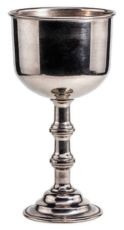 Holy communion chalice with wine isolated on whiteの写真素材