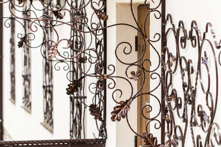 wrought-iron gates, ornamental forging, forged elements close-up.