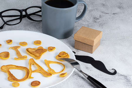 Celebrating Father's Day with breakfastの写真素材