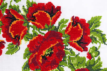 embroidery pattern. National Ukrainian embroidery. Ethnic clothing element.の写真素材