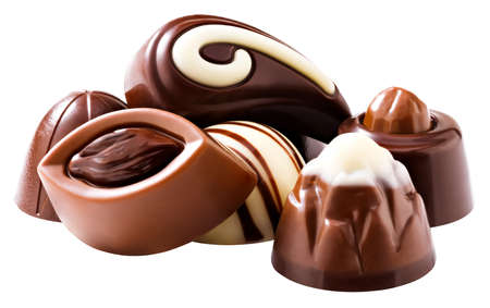 chocolate candies isolated on white background. clipping path.の写真素材