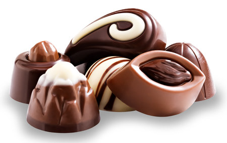 chocolate candies isolated on white background. clipping path.の写真素材
