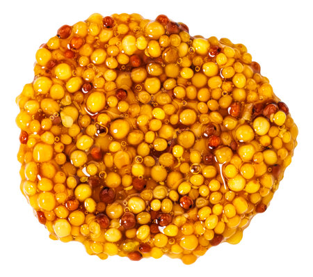 Mustard sauce isolated on a white background.の写真素材
