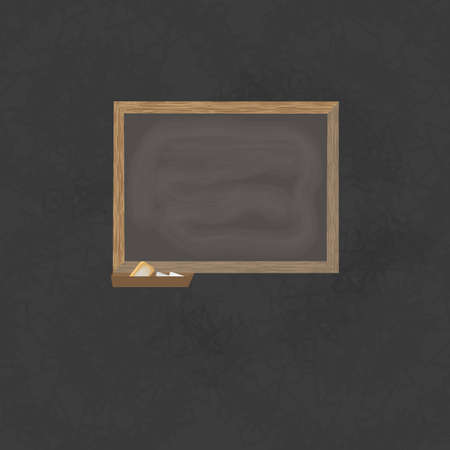 Blank blackboard in a wooden frame isolated over a black background Vector illustrationのイラスト素材