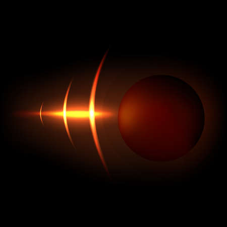 Abstract light effect with planet and shining sunのイラスト素材
