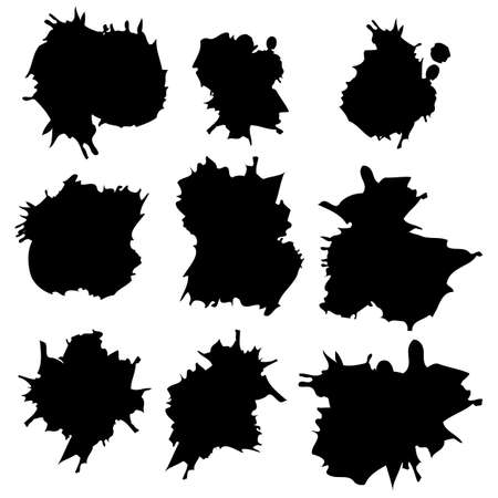 Set of Black ink vector stains.のイラスト素材