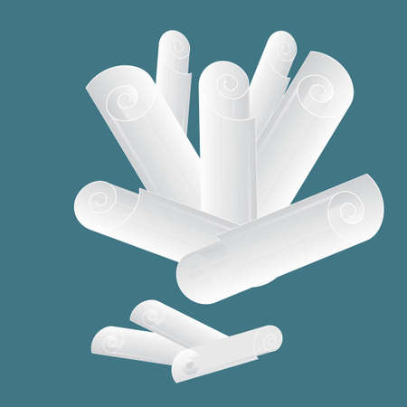 White curved paper bannerのイラスト素材