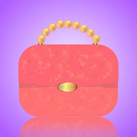 Detailed red female handbag on a white background. Isolated vector illustration.のイラスト素材