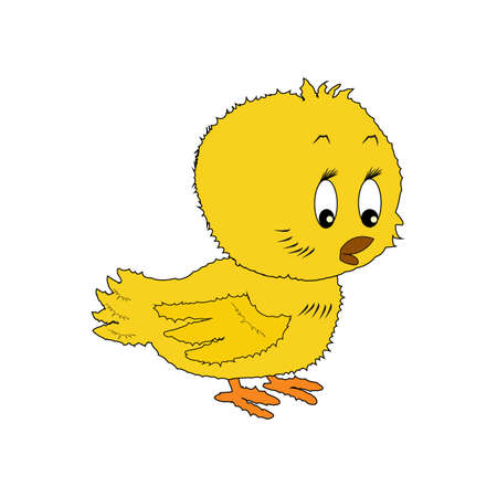 Cute baby chick in side view isolated on a white background vector illustrationのイラスト素材
