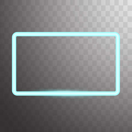 Vector neon frame. frame with lights effects. Shining rectangle banner. Isolated on black transparent background. Vector illustration,のイラスト素材