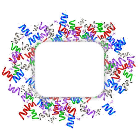 White square New Year background with colorful serpentine. Vector illustration.のイラスト素材