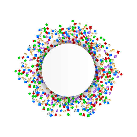 New Year background. White round with colorful paper serpentine. Vector illustration.のイラスト素材