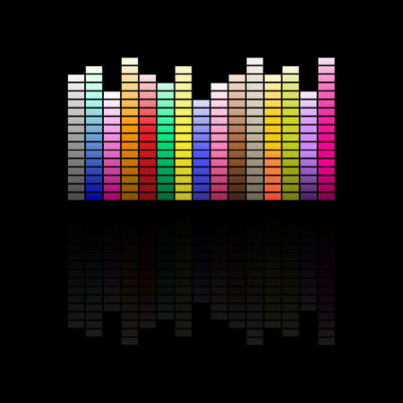 colorful musical Equalizer showing volume on black background Equalizer icon vectorのイラスト素材