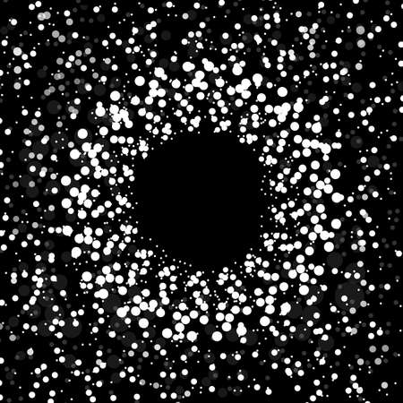 Round snow frame with empty space for your text. Winter frame made of spots or dots of various size.のイラスト素材