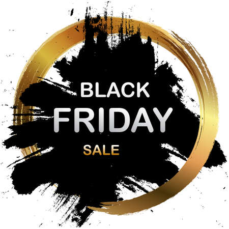 Black Friday sale inscription on abstract ink blots and watercolor. Black Friday template for your banner or poster. Sale. Frame. Vectorのイラスト素材