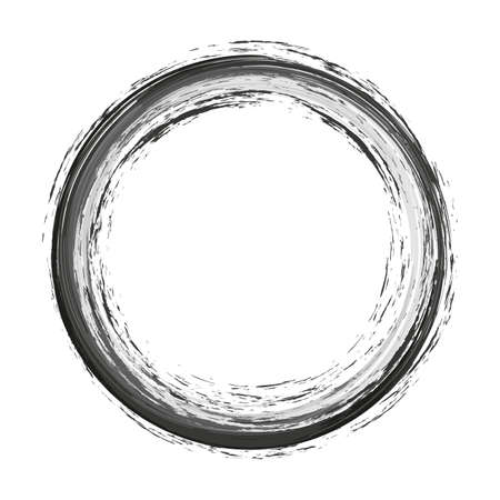 vector brush strokes circles of paint on white background. Ink hand drawn paint brush circle. Logo, label design element vector illustration.のイラスト素材