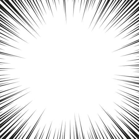 Comic book black and white radial lines background. Manga speed frame.Superhero action. Explosion vector illustration.のイラスト素材