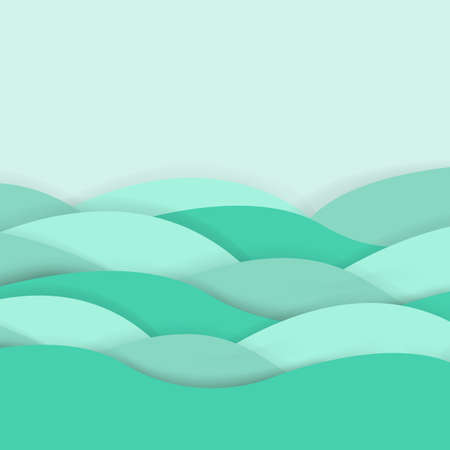 Abstract paper cut background with simple shapes. Modern vector illustration for concept design. Modern paper art cartoon abstract water waves.のイラスト素材