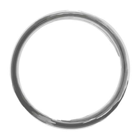 vector brush strokes circles of paint on white background. Ink hand drawn paint brush circle.のイラスト素材