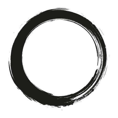 vector brush strokes circles of paint on white background. Ink hand drawn paint brush circle.のイラスト素材