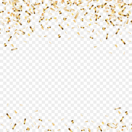 Golden confetti. Festive background. Christmas golden confetti with ribbon. New year, birthday, valentines day design element.のイラスト素材