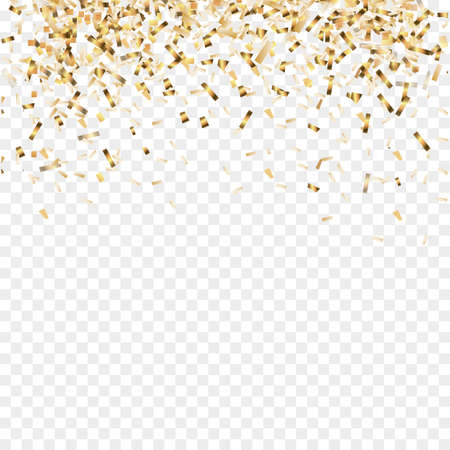 Golden confetti. Festive background. Christmas golden confetti with ribbon. New year, birthday, valentines day design element.のイラスト素材
