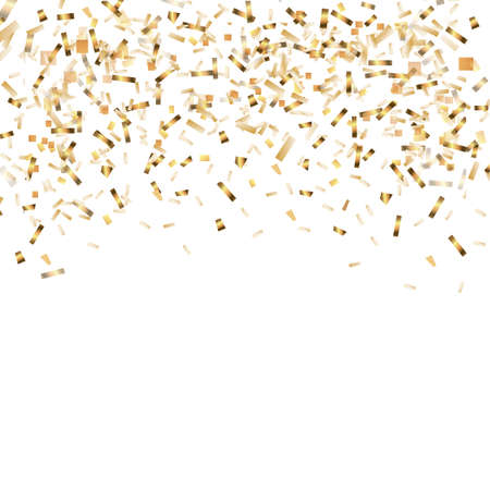 Golden confetti. Festive background. Christmas golden confetti with ribbon. New year, birthday, valentines day design element.のイラスト素材