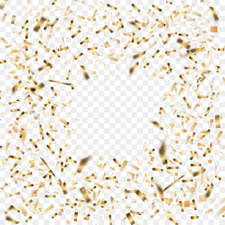 Golden confetti. Festive background. Christmas golden confetti with ribbon. New year, birthday, valentines day design element.のイラスト素材