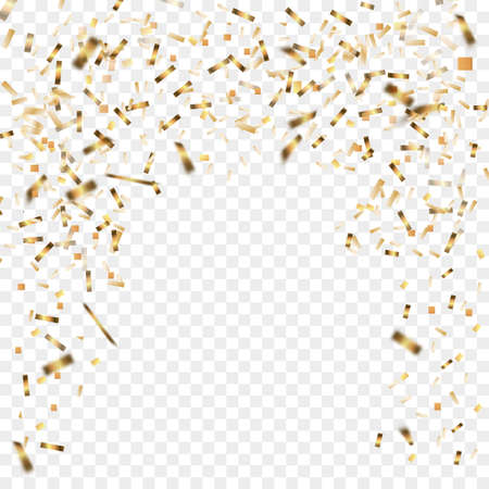 Golden confetti. Festive background. Christmas golden confetti with ribbon. New year, birthday, valentines day design element.のイラスト素材