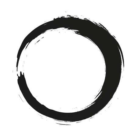 vector brush strokes circles of paint on white background. Ink hand drawn paint brush circle.のイラスト素材