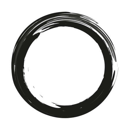 vector brush strokes circles of paint on white background. Ink hand drawn paint brush circle.のイラスト素材