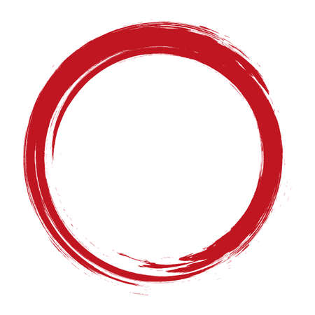 vector brush strokes circles of paint on white background. Ink hand drawn paint brush circle.のイラスト素材