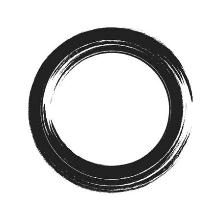 vector brush strokes circles of paint on white background. Ink hand drawn paint brush circle.のイラスト素材