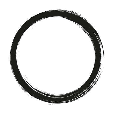 vector brush strokes circles of paint on white background. Ink hand drawn paint brush circle.のイラスト素材
