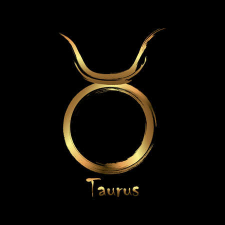 Zodiac sign Taurus isolated on white background. Brush hand drawn. Circle Taurus zodiac sign, hand painted round horoscope symbol vector.のイラスト素材