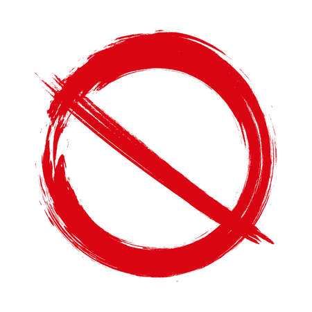Brush painted sign no, hand drawn style illustration with a grunge effect sign no isolated on white background, vectorのイラスト素材