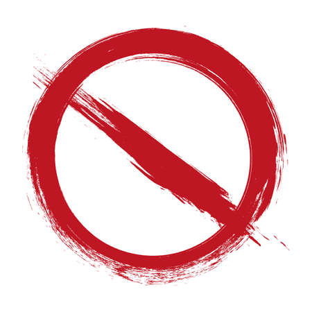 Brush painted sign no, hand drawn style illustration with a grunge effect sign no isolated on white background, vectorのイラスト素材