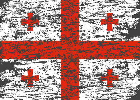 Georgia Flag. Brush painted Georgia Flag. Hand drawn style illustration with a grunge effect and watercolor. Georgia Flag with grunge texture. Vectorのイラスト素材