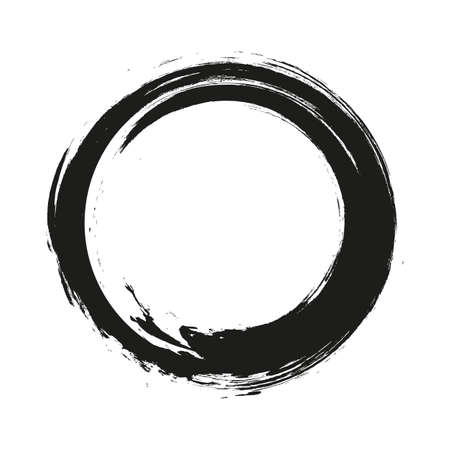 vector brush strokes circles of paint on white background. Ink hand drawn paint brush circle.のイラスト素材