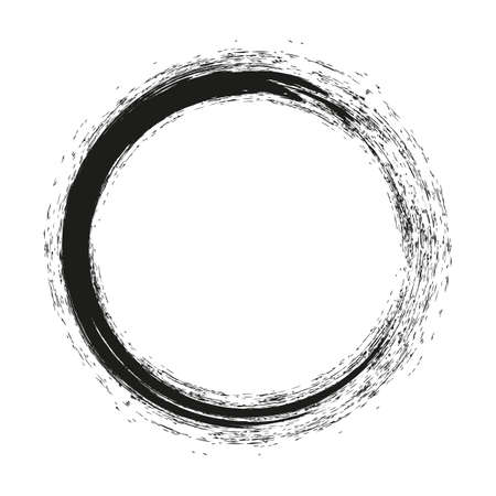 vector brush strokes circles of paint on white background. Ink hand drawn paint brush circle.のイラスト素材