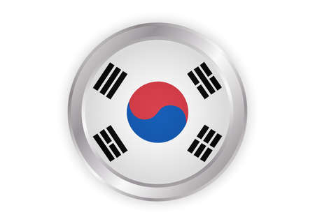 Flag of Korea South. Brush painted Flag of Korea South. Hand drawn style illustration with a grunge effect and watercolor. Flag of Korea South with grunge texture. Vectorのイラスト素材