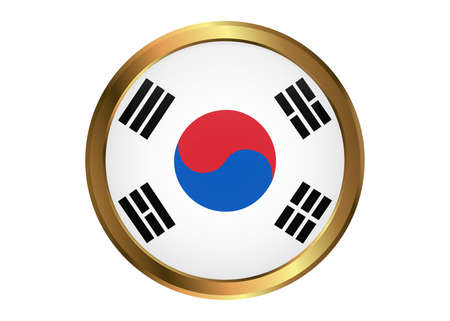 Flag of Korea South. Brush painted Flag of Korea South. Hand drawn style illustration with a grunge effect and watercolor. Flag of Korea South with grunge texture. Vectorのイラスト素材
