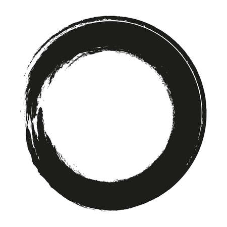 vector brush strokes circles of paint on white background. Ink hand drawn paint brush circle.のイラスト素材
