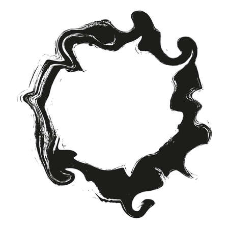 vector brush strokes circles of paint on white background. Ink hand drawn paint brush circle.のイラスト素材
