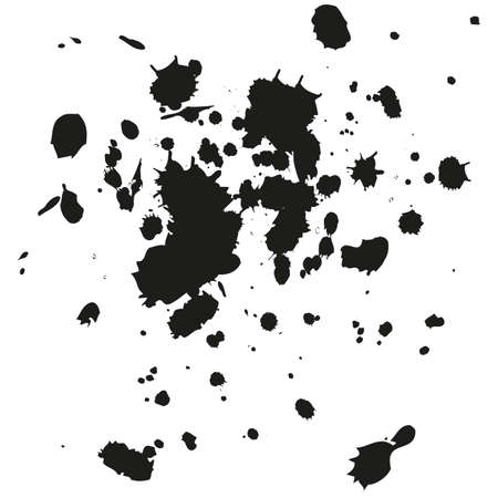 Black ink splatter background, isolated on white.のイラスト素材