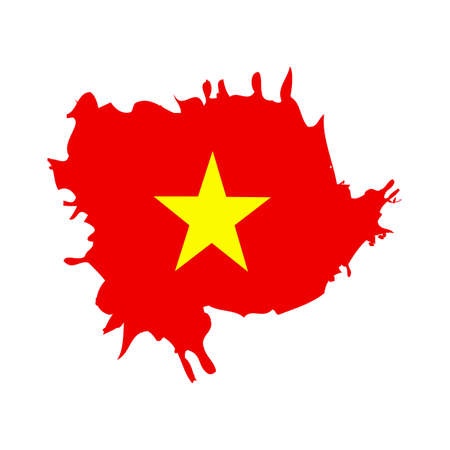 Vietnam Flag. Brush painted Vietnam Flag. Hand drawn style illustration with a grunge effect and watercolor. Vietnam Flag with grunge texture. Vectorのイラスト素材