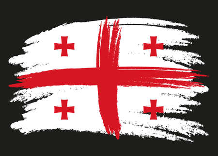 Georgia Flag. Brush painted Georgia Flag. Hand drawn style illustration with a grunge effect and watercolor. Georgia Flag with grunge texture. Vectorのイラスト素材