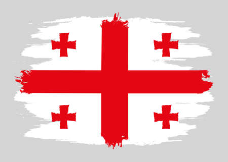 Georgia Flag. Brush painted Georgia Flag. Hand drawn style illustration with a grunge effect and watercolor. Georgia Flag with grunge texture. Vectorのイラスト素材