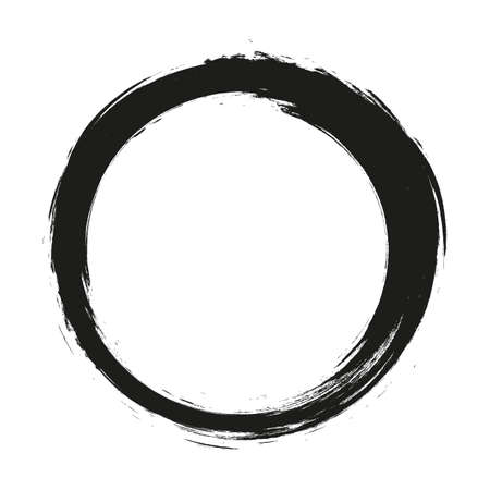 vector brush strokes circles of paint on white background. Ink hand drawn paint brush circle.のイラスト素材