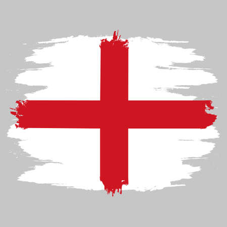 Flag of England. Painted brush colored inks. Symbol Independence Day National Patriotic Travel Country Backgroundのイラスト素材